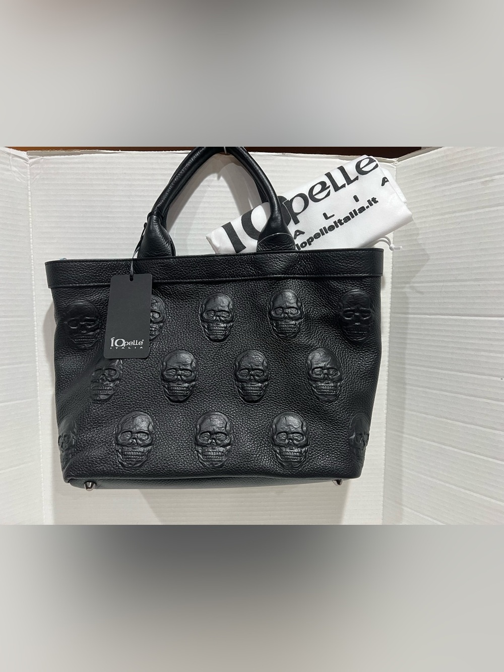 IO Pelle Italian Skull Embossed Leather Crossbody Bag/Shoulder Bag NEW!